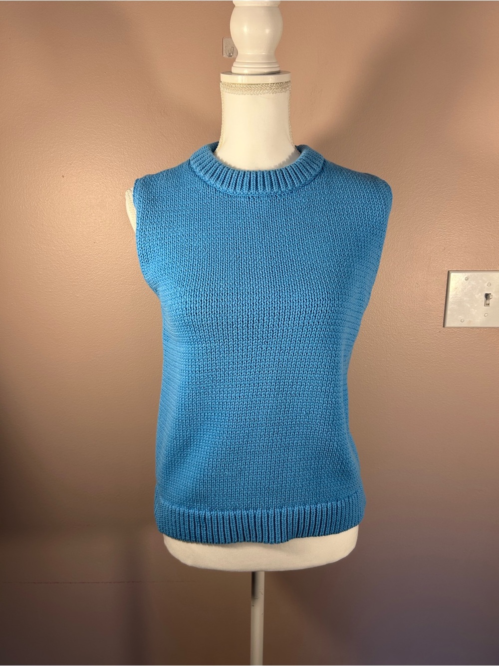 Ann Taylor Men's Bright Blue Sleeveless Crewneck Sweater